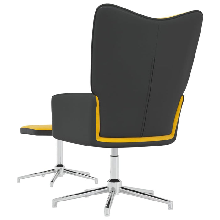 Relaxsessel mit Hocker Senfgelb Samt und PVC