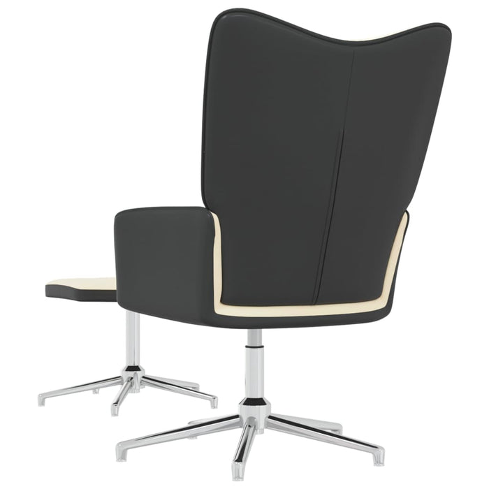 Relaxsessel mit Hocker Cremeweiß Samt und PVC
