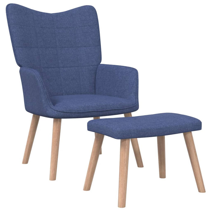 Relaxsessel mit Hocker Blau Stoff
