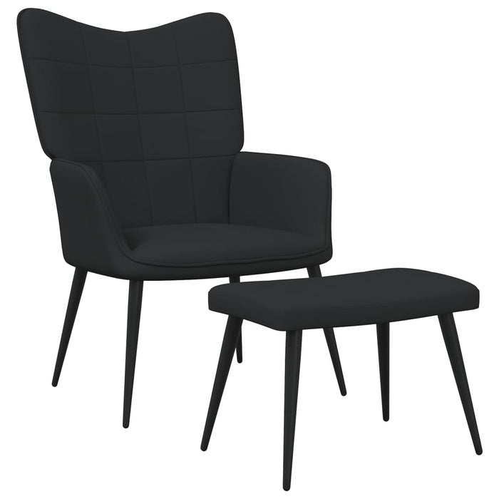 Relaxsessel mit Hocker Schwarz Stoff