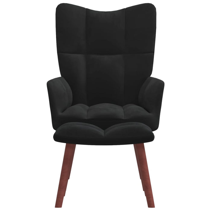 Relaxsessel mit Hocker Schwarz Samt