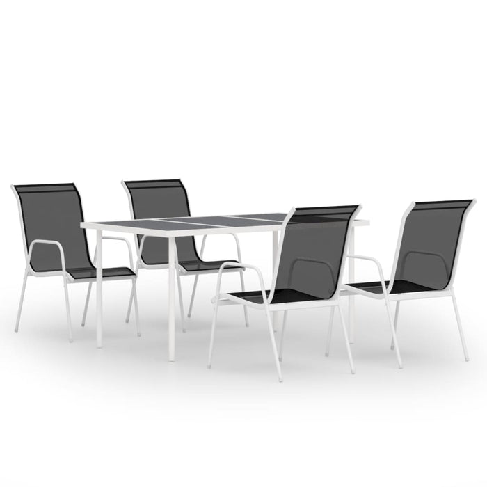 5-tlg. Garten-Essgruppe Stahl Schwarz