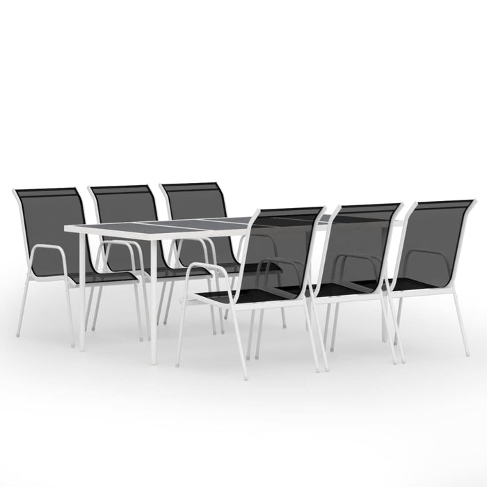 7-tlg. Garten-Essgruppe Stahl Schwarz