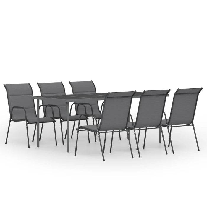 7-tlg. Garten-Essgruppe Stahl Anthrazit