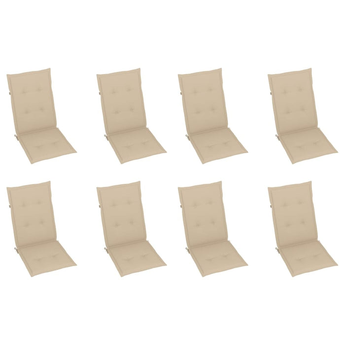 Garten-Liegestühle mit Kissen 8 Stk. Massivholz Teak