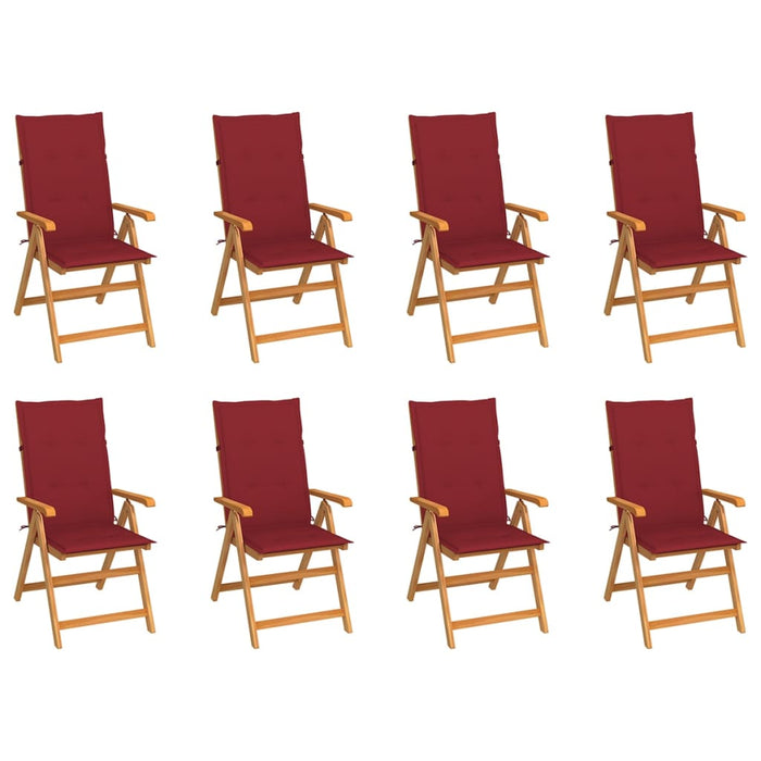 Garten-Liegestühle mit Kissen 8 Stk. Massivholz Teak