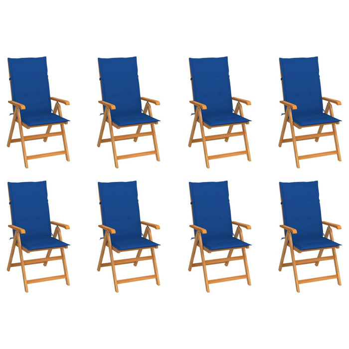 Garten-Liegestühle mit Kissen 8 Stk. Massivholz Teak