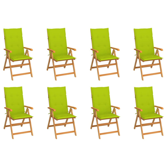 Garten-Liegestühle mit Kissen 8 Stk. Massivholz Teak
