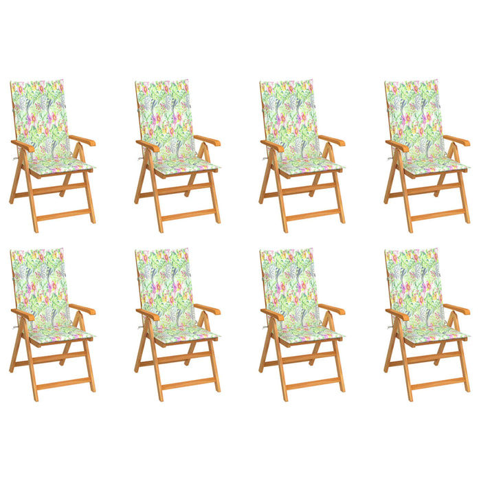 Garten-Liegestühle mit Kissen 8 Stk. Massivholz Teak