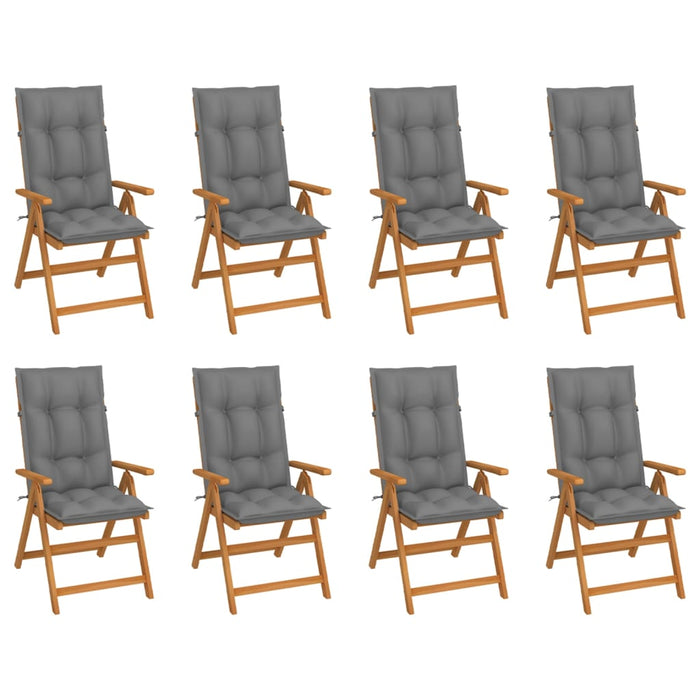 Garten-Liegestühle mit Kissen 8 Stk. Massivholz Teak