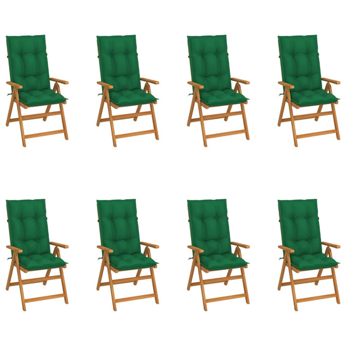 Garten-Liegestühle mit Kissen 8 Stk. Massivholz Teak