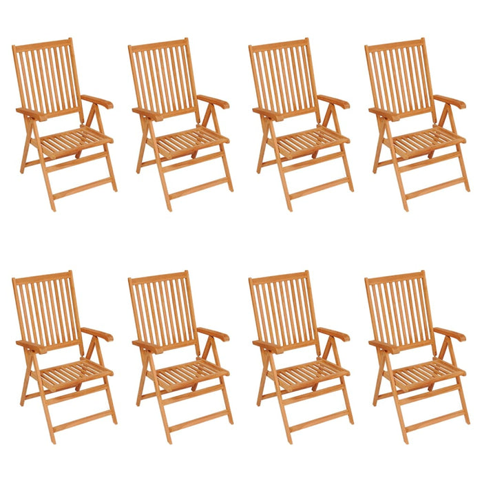 Garten-Liegestühle mit Kissen 8 Stk. Massivholz Teak