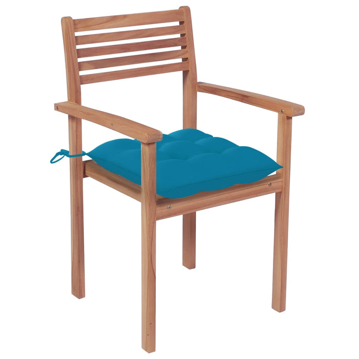 Stapelbare Gartenstühle mit Kissen 8 Stk. Massivholz Teak