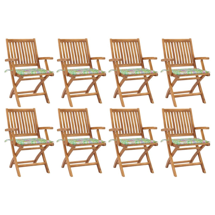 Klappbare Gartenstühle mit Kissen 8 Stk. Massivholz Teak