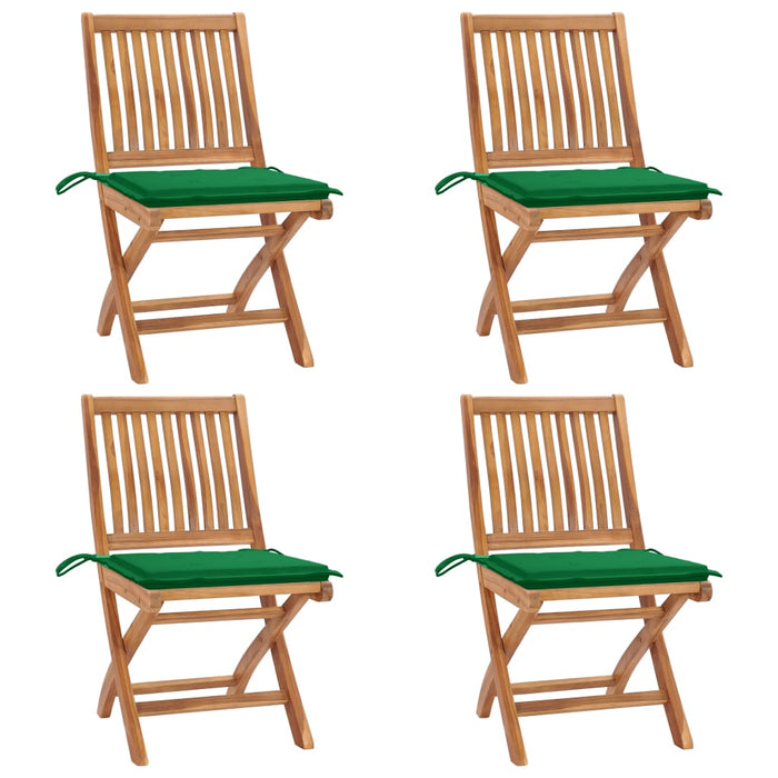 Klappbare Gartenstühle mit Kissen 4 Stk. Massivholz Teak