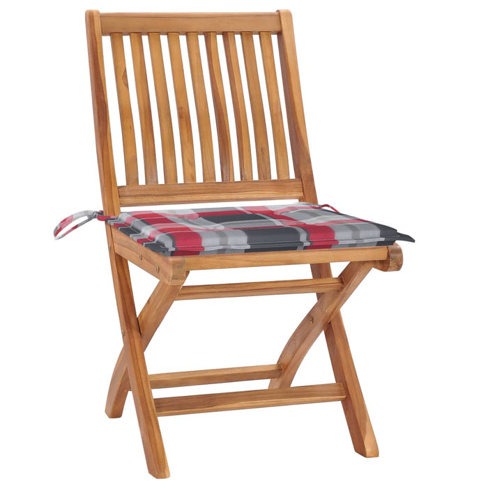 Klappbare Gartenstühle mit Kissen 4 Stk. Massivholz Teak