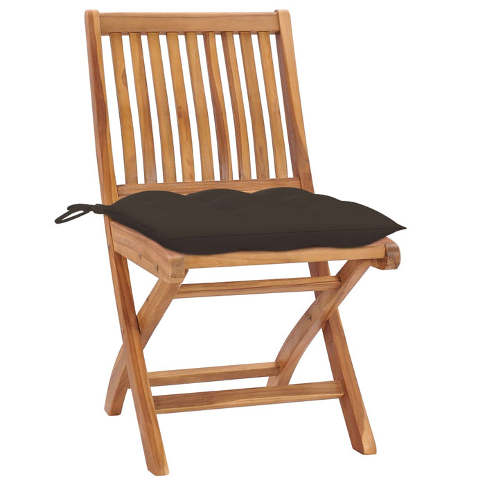 Folding garden chairs with cushions 4 pcs. Solid teak wood