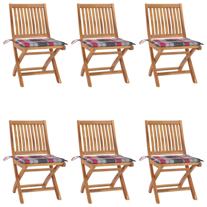 Klappbare Gartenstühle mit Kissen 6 Stk. Massivholz Teak