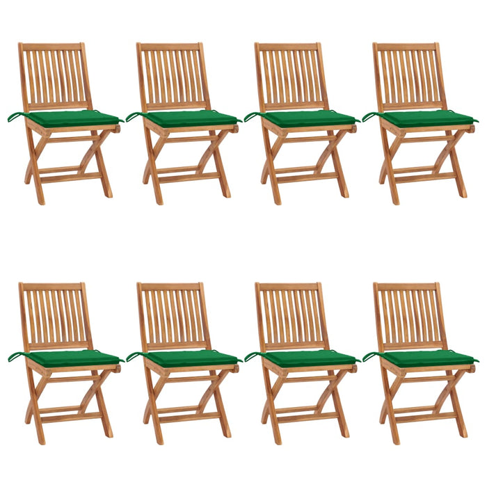 Klappbare Gartenstühle mit Kissen 8 Stk. Massivholz Teak