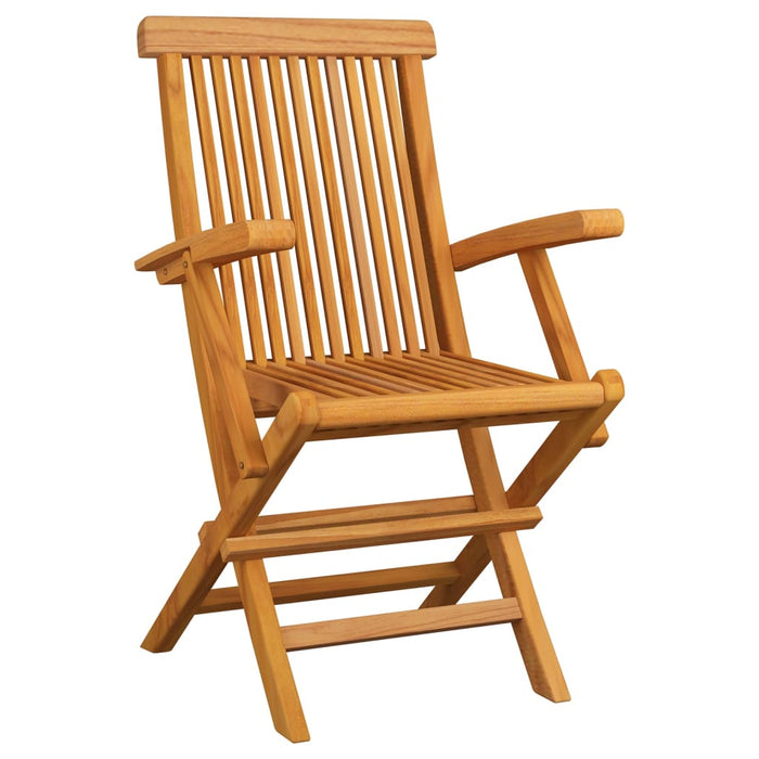 Gartenstühle mit Blattmuster-Kissen 8 Stk. Massivholz Teak