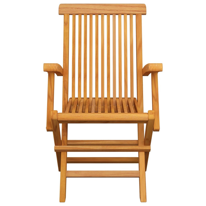 Gartenstühle mit Blattmuster-Kissen 8 Stk. Massivholz Teak