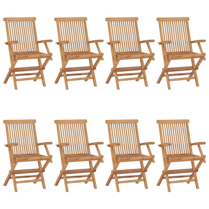 Gartenstühle mit Anthrazit Kissen 8 Stk. Massivholz Teak