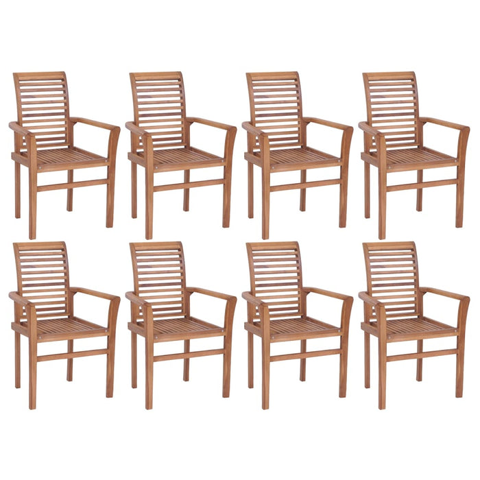 Dining chairs 8 pieces. Stackable teak solid wood