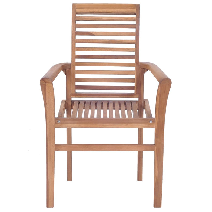 Essstühle 6 Stk. mit Blattmuster Kissen Massivholz Teak