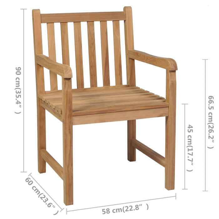 Gartenstühle 6 Stk. mit Roten Kissen Massivholz Teak