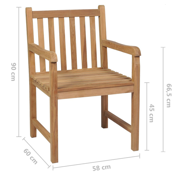 Gartenstühle 6 Stk. mit Weinroten Kissen Massivholz Teak