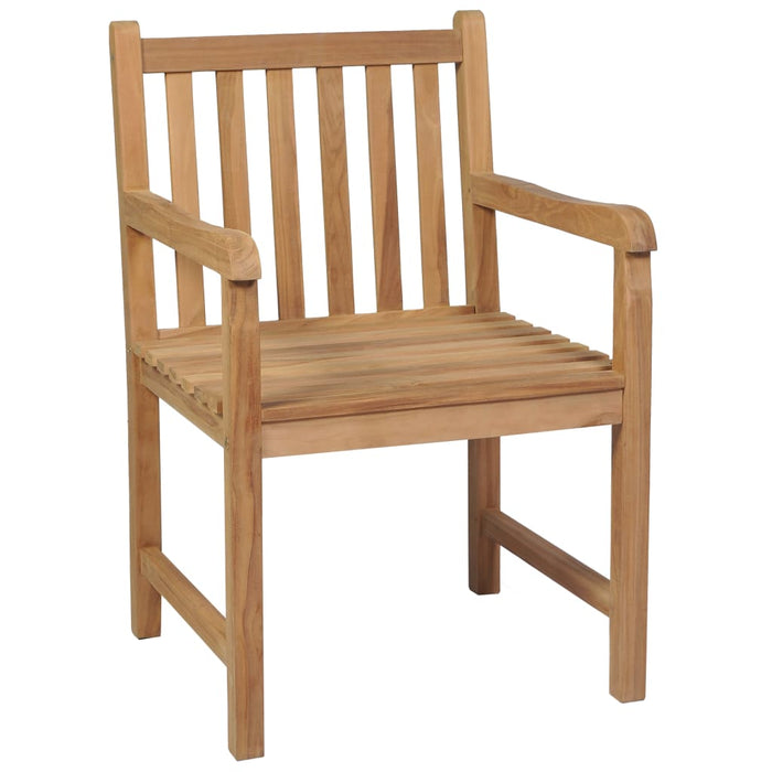 Gartenstühle 8 Stk. mit Blattmuster-Kissen Massivholz Teak