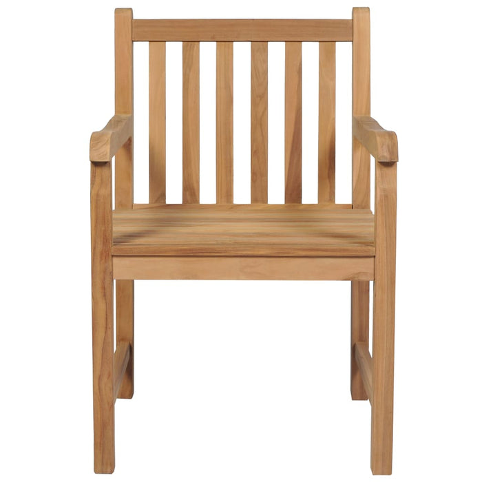Gartenstühle 8 Stk. mit Blattmuster-Kissen Massivholz Teak