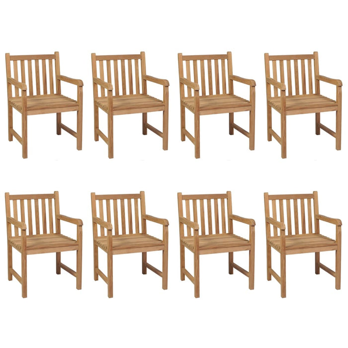 Gartenstühle 8 Stk. mit Grünen Kissen Massivholz Teak