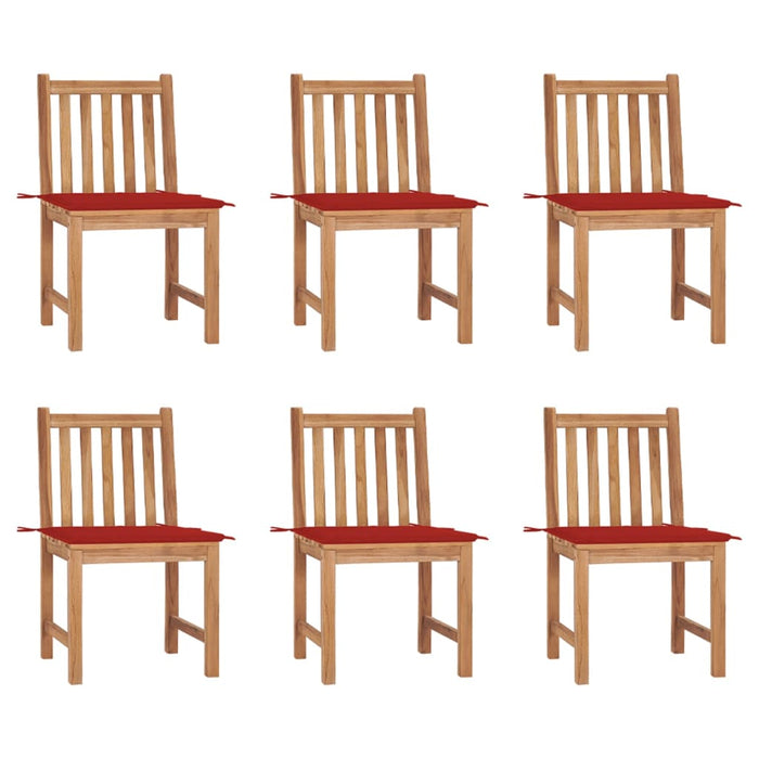 Gartenstühle 6 Stk. mit Kissen Massivholz Teak