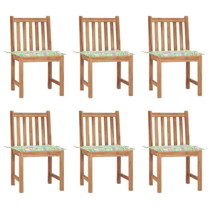 Gartenstühle 6 Stk. mit Kissen Massivholz Teak