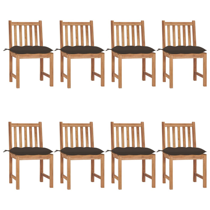 Garden chairs 8 pieces with cushions made of solid teak wood