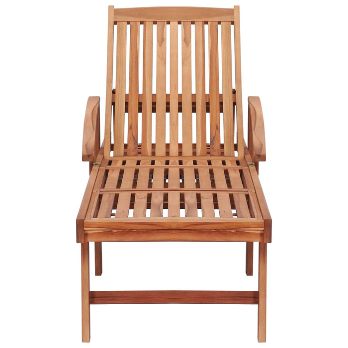 Sonnenliegen 2 Stk. mit Tisch und Auflagen Massivholz Teak