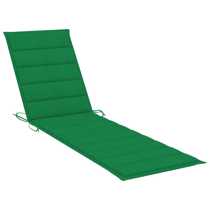 Sun loungers 2 pieces with cushions made of green solid teak wood
