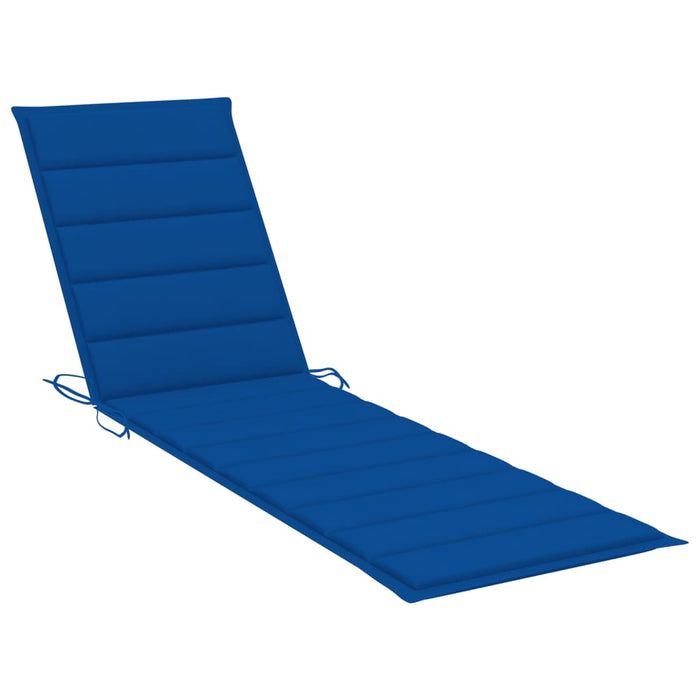 Sun loungers 2 pieces with cushions in royal blue solid teak wood