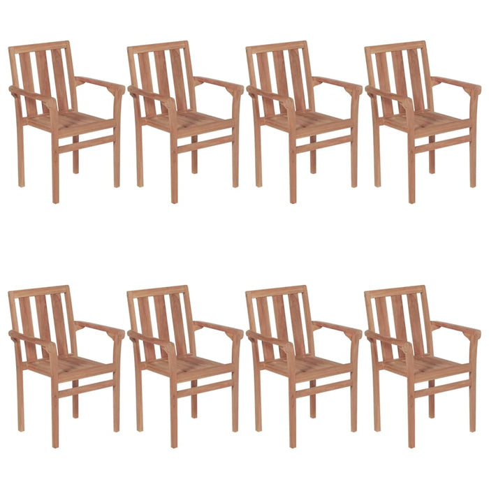 Stapelbare Gartenstühle mit Kissen 8 Stk. Massivholz Teak