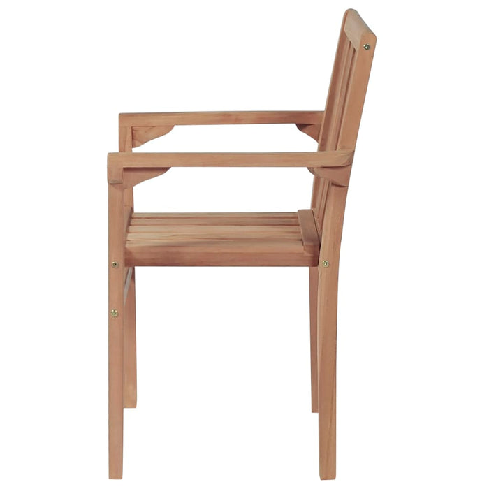 Stackable garden chairs with cushions 8 pcs. Solid teak wood