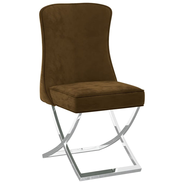 Esszimmerstühle 2 Stk. Braun 53x52x98 cm Samt & Edelstahl