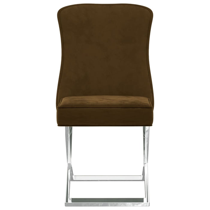 Esszimmerstühle 2 Stk. Braun 53x52x98 cm Samt & Edelstahl