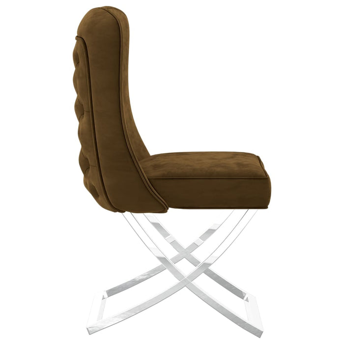 Esszimmerstühle 2 Stk. Braun 53x52x98 cm Samt & Edelstahl