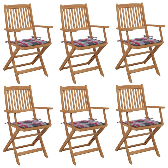 Klappbare Gartenstühle 6 Stk. mit Kissen Massivholz Akazie