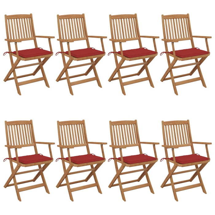 Klappbare Gartenstühle 8 Stk. mit Kissen Massivholz Akazie