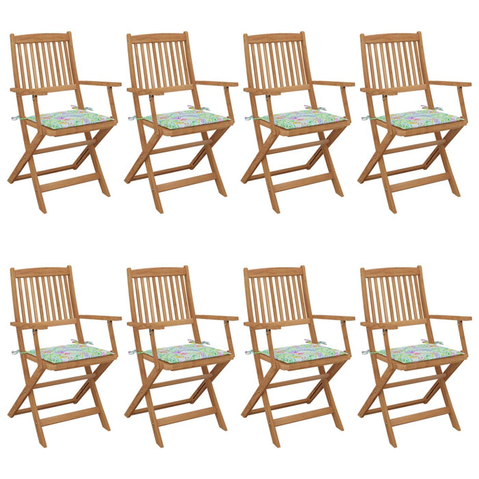 Klappbare Gartenstühle 8 Stk. mit Kissen Massivholz Akazie