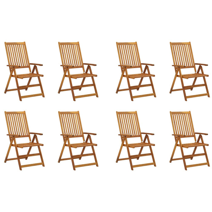 Folding garden chairs with cushions 8 pcs. Solid acacia wood