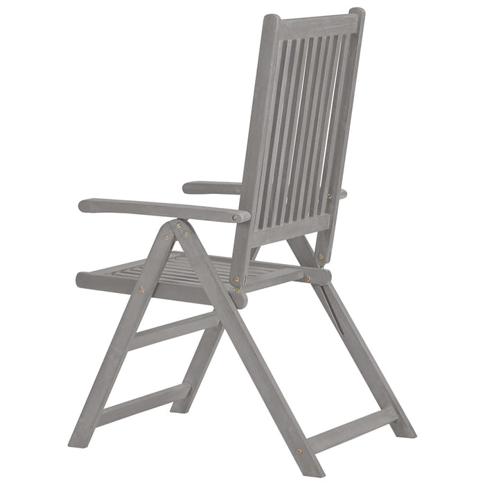 Adjustable garden chairs with cushions 8 pieces. Gray acacia wood