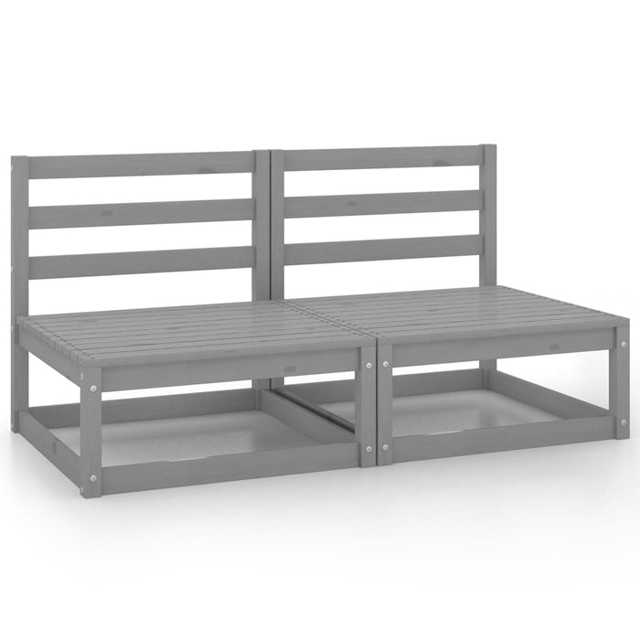 2-Sitzer-Gartensofa Grau Kiefer Massivholz